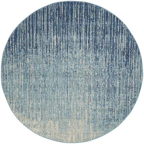 Palacedesigns 5 ft. Round Navy & Light Blue Abstract Area Rug PA2627654 - main